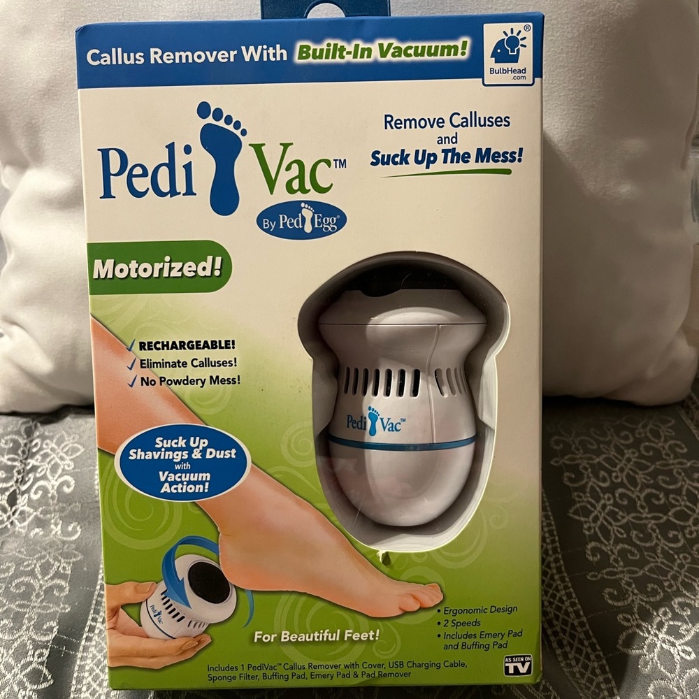 PediVac Rechargeable Electric Foot File-Callus Remover for Feet, Built-in Vacuum